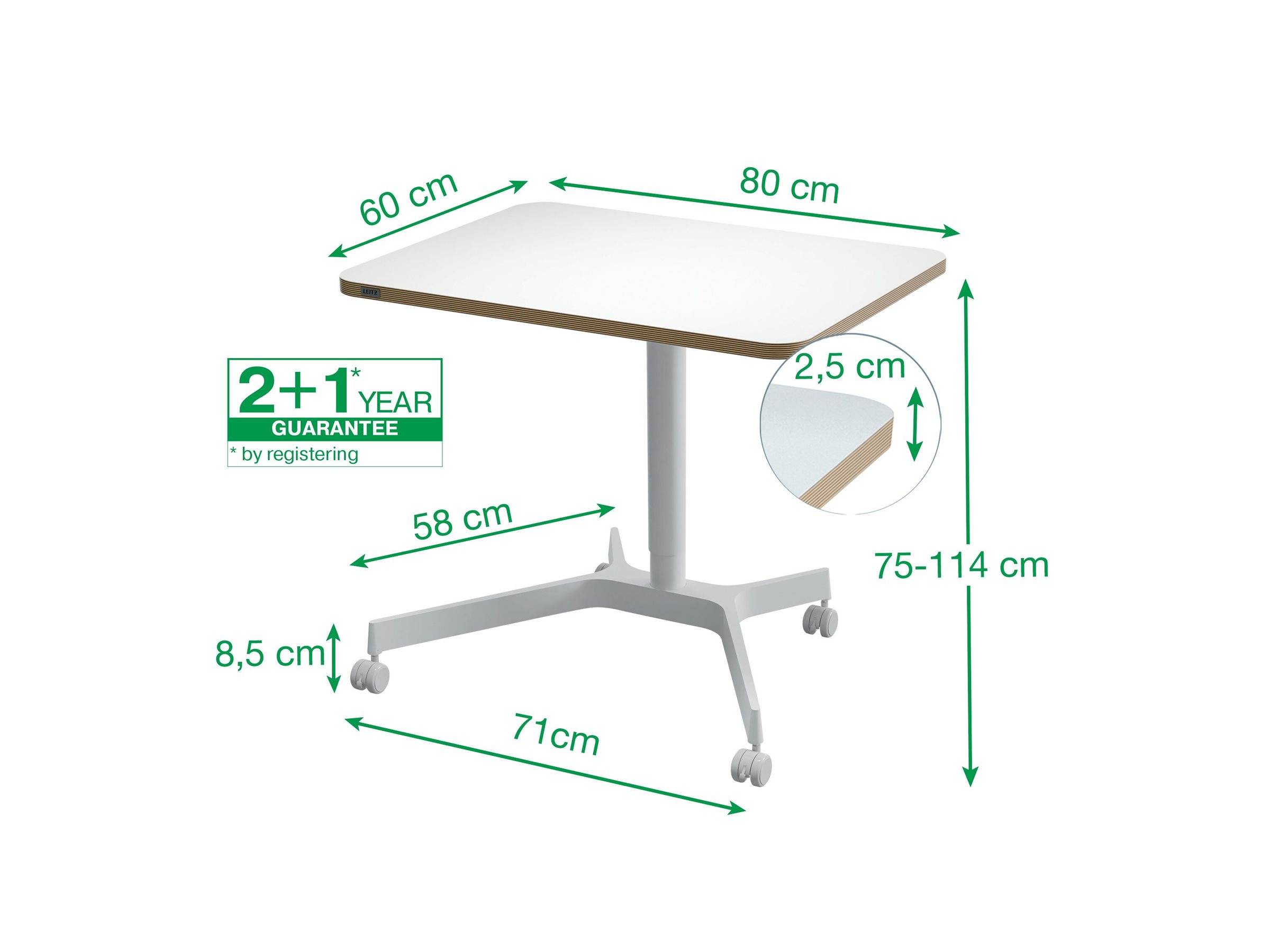 ESSELTE LEITZ - Leitz Ergo Small - Sitz-/ Stehtisch - mobil - rechteckig