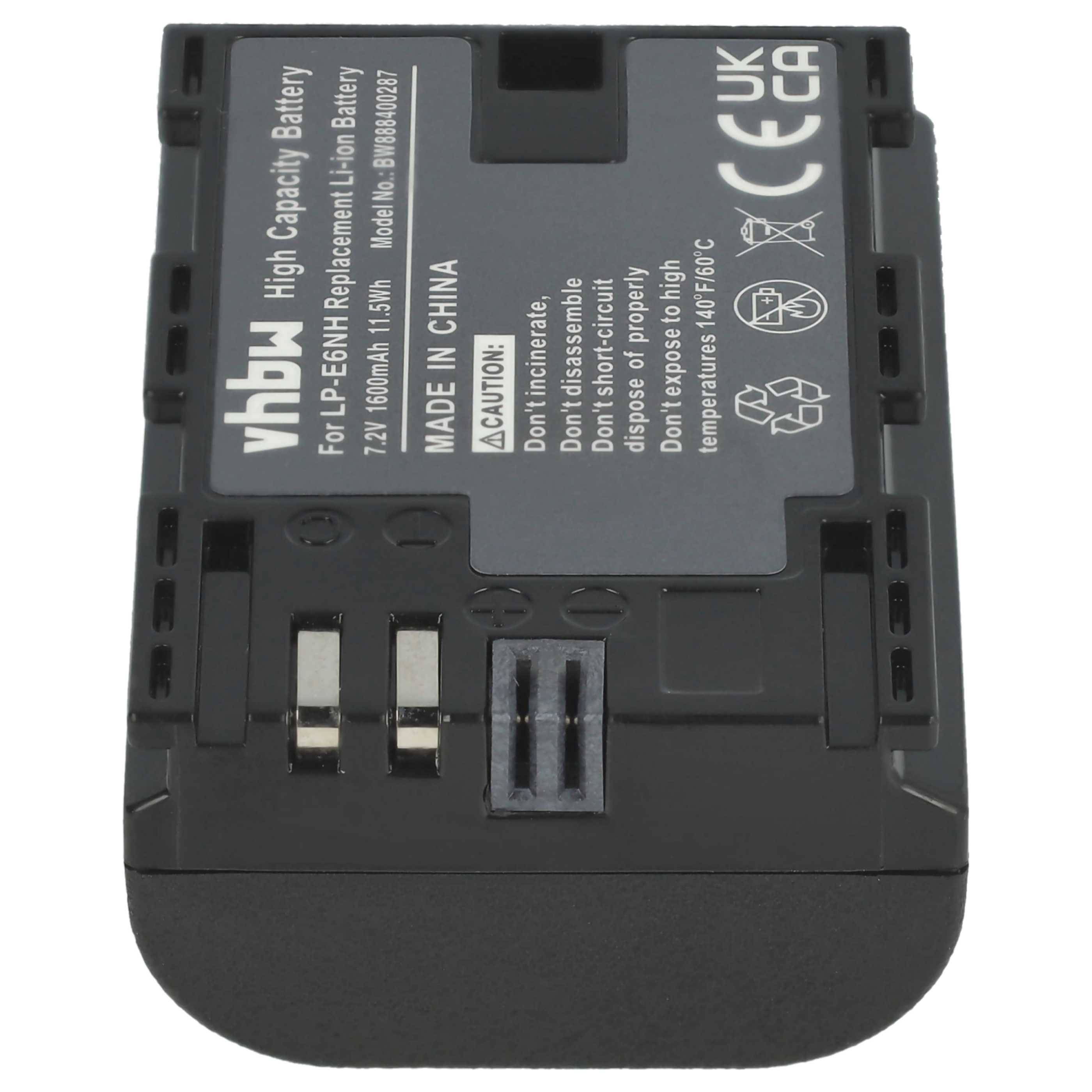 vhbw 2x Akku Ersatz für Canon LP-E6, LP-E6NH für Kamera (1600 mAh, 7,2 V, Li-Ion)