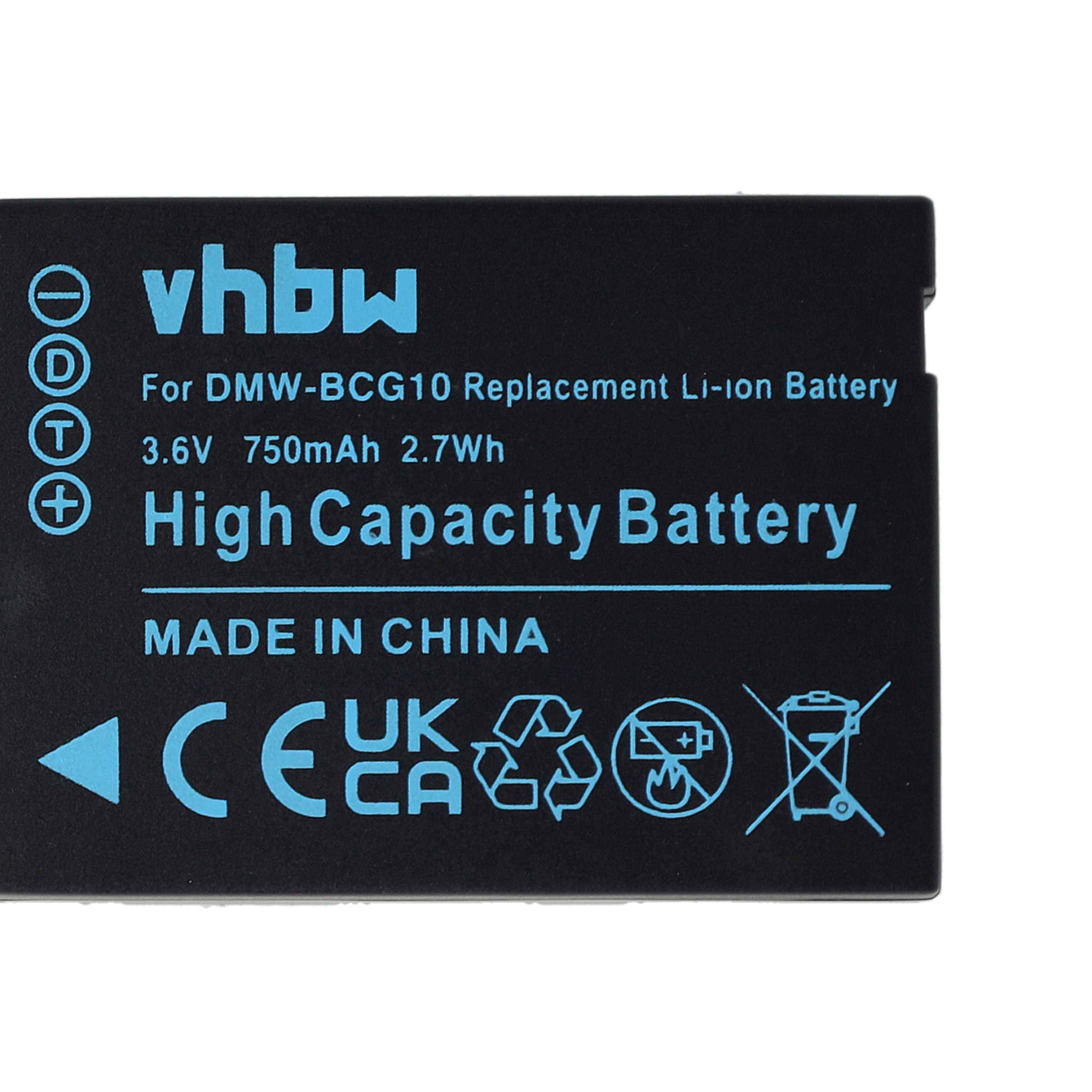 vhbw 3x Akku kompatibel mit Panasonic Lumix FMC-ZS7, DMC-ZX3, FMC-ZX1, DMC-ZX1 Kamera (750 mAh, 3,6 V, Li-Ion)