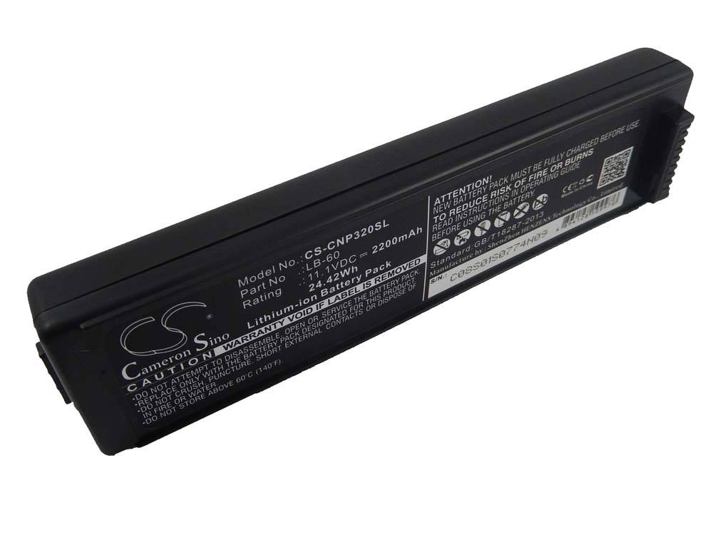 vhbw Akku Ersatz für Canon 2446B003, LB-60, K30274 für Drucker Kopierer Scanner Etiketten-Drucker (2200 mAh, 11,1 V, Li-Ion)