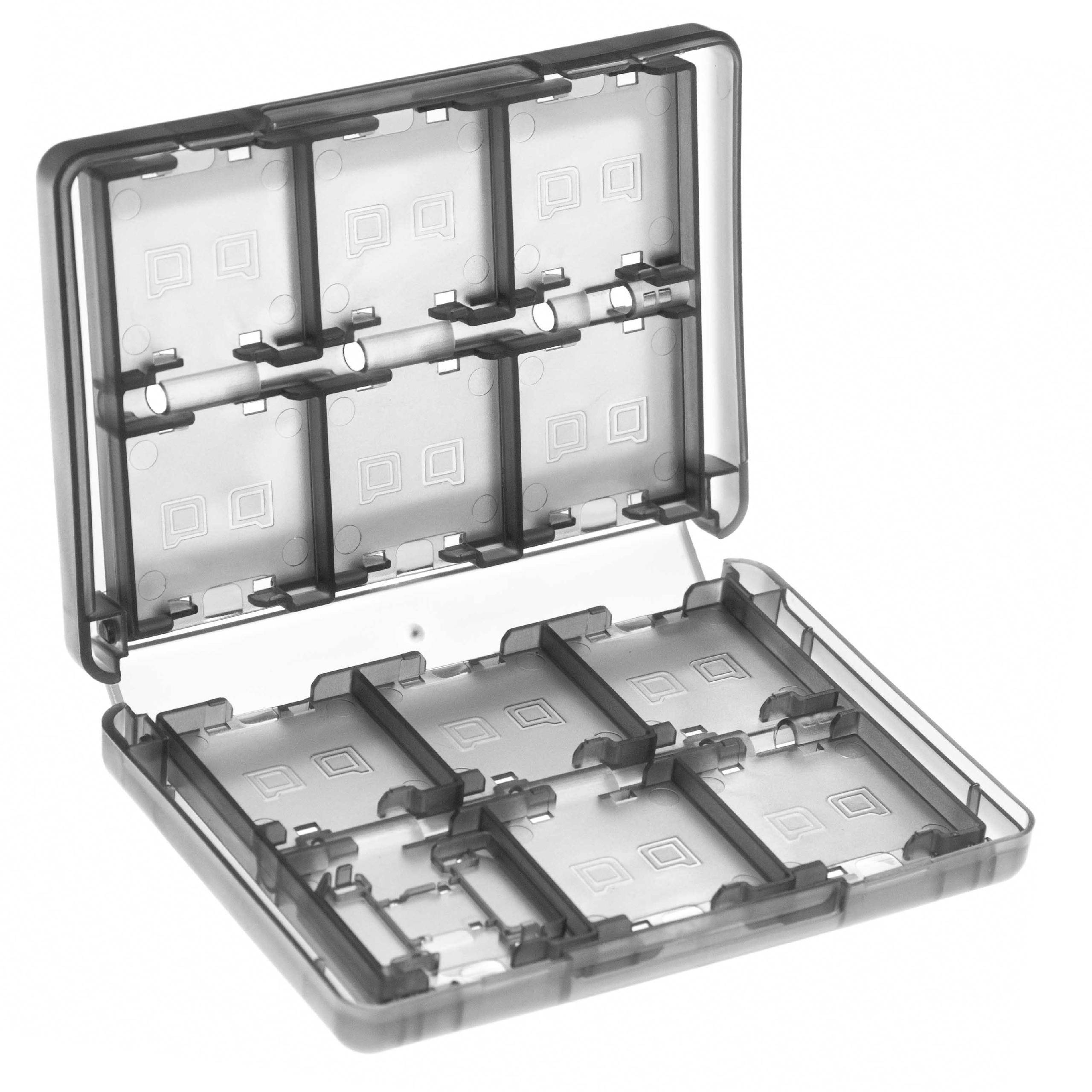 vhbw Etui kompatibel mit Nintendo 3DS LL, 3DS Konsolenspiele, Speicherkarten - Case Schwarz Transparent