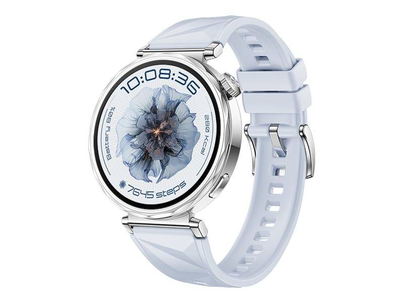 Huawei Watch GT 5 - 41 mm - Edelstahl - intelligente Uhr mit Riemen - Flouroelastomer - Blau - Handgelenkgröße: 120-190