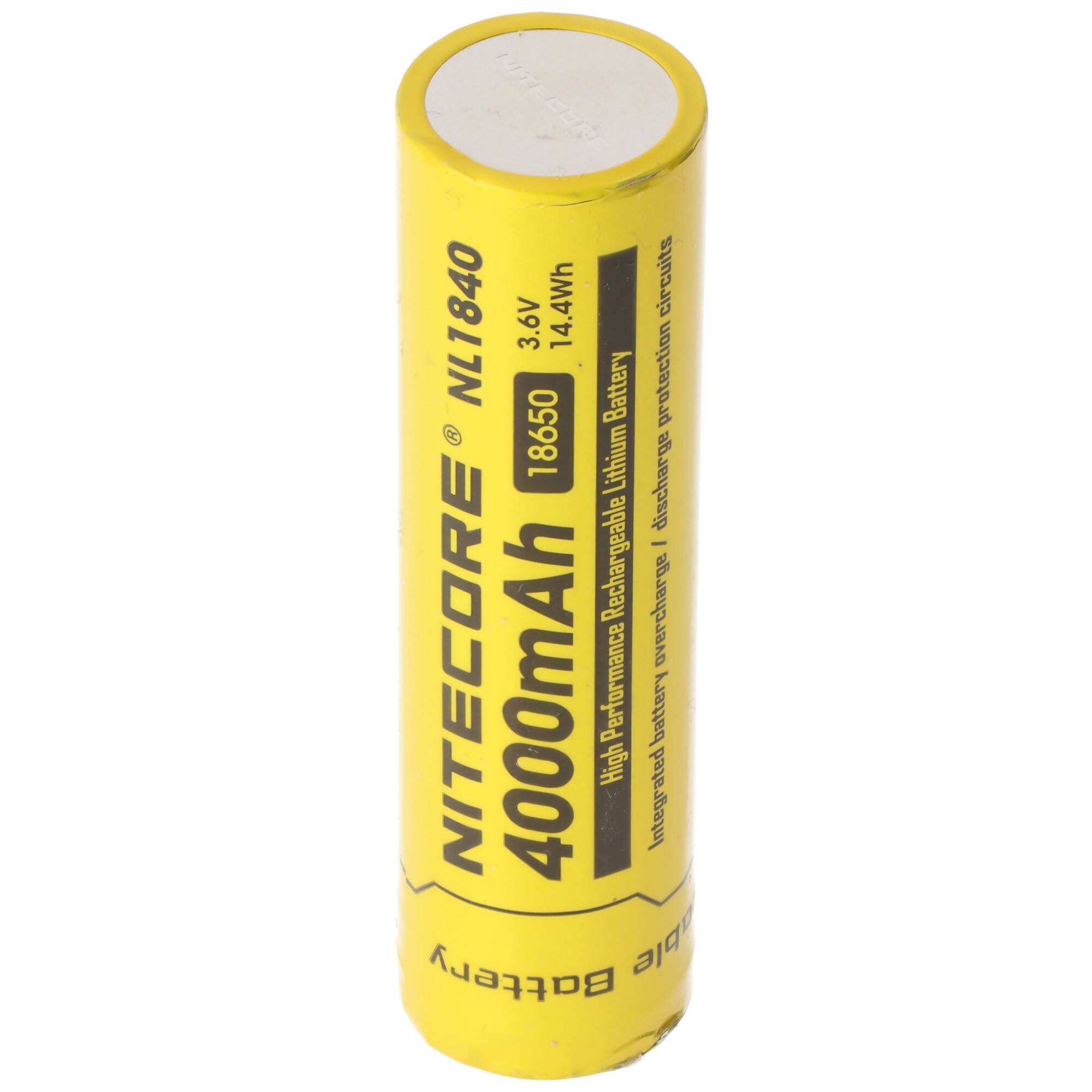 Nitecore 18650 Li-Ion Akku, NL1840, 4000mAh, mit Schutzschaltung