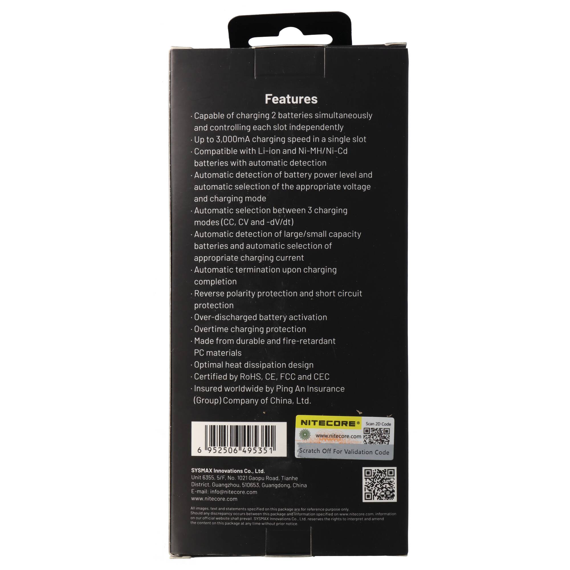 Nitecore Ladegerät CI2, intelligentes 2fach Schnell-Ladegerät mit USB-C Ladeport, lädt Li-Ion, NiMH und NiCd Akkus