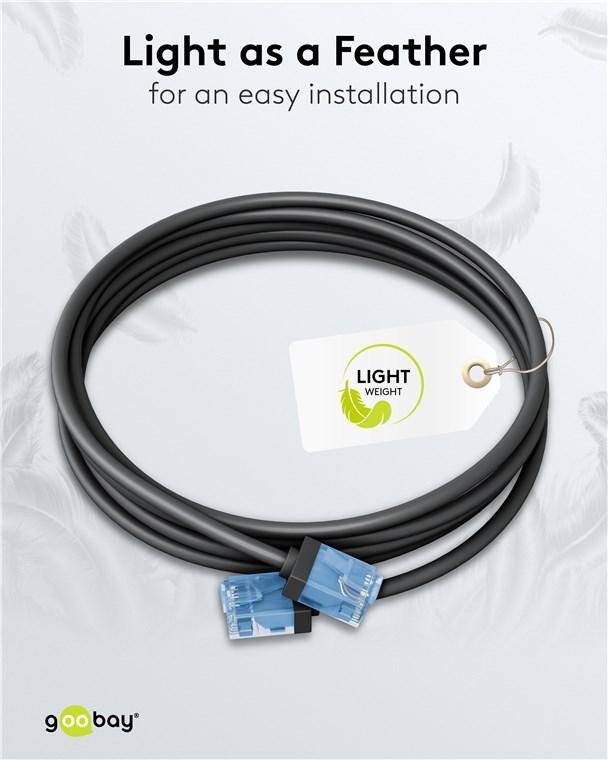 Goobay CAT 6A Patchkabel slim, ultraflexibel, LSZH-TPE-Mantel, 500 MHz, 10 Gbit/s, schwarz - Schirmung: U/UTP - Länge: 5 m