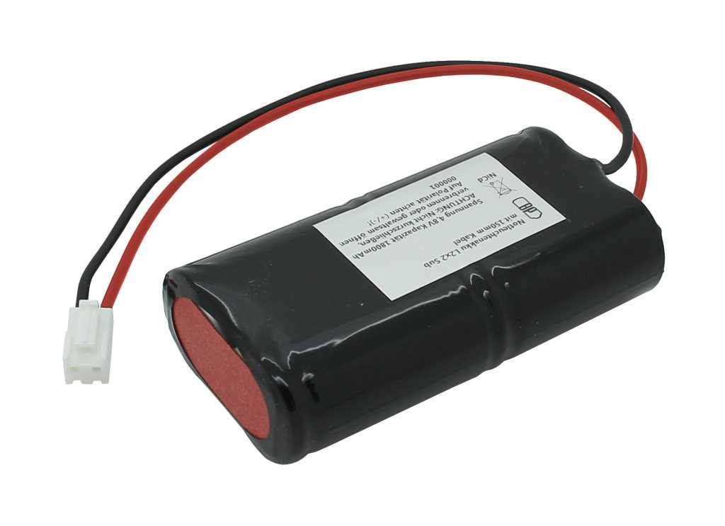 Notleuchtenakku NiMH 4,8V 1800mAh L2x2 Sub-C mit 200mm Kabel und Stecker ersetzt CEAG 40066071181