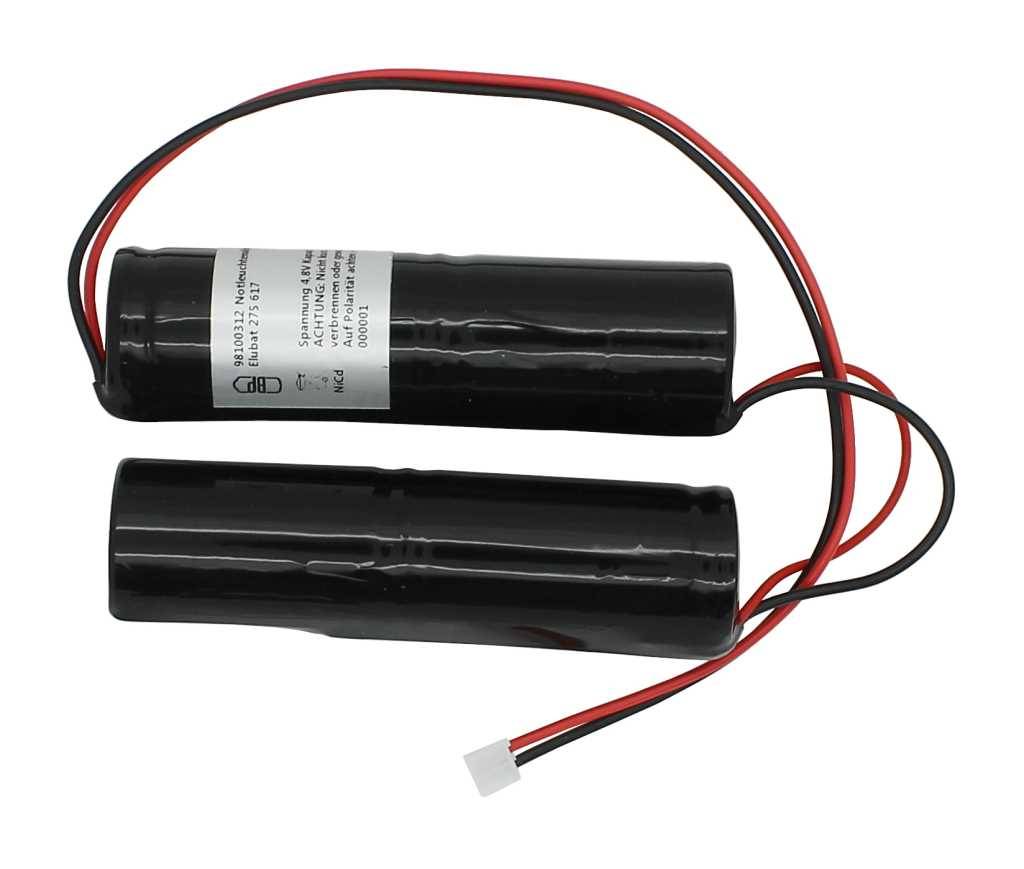 Notleuchtenakku NiCd 4,8V 1800mAh 2x L1x2 Sub-C mit Kabel und Stecker ersetzt Elubat 275 617