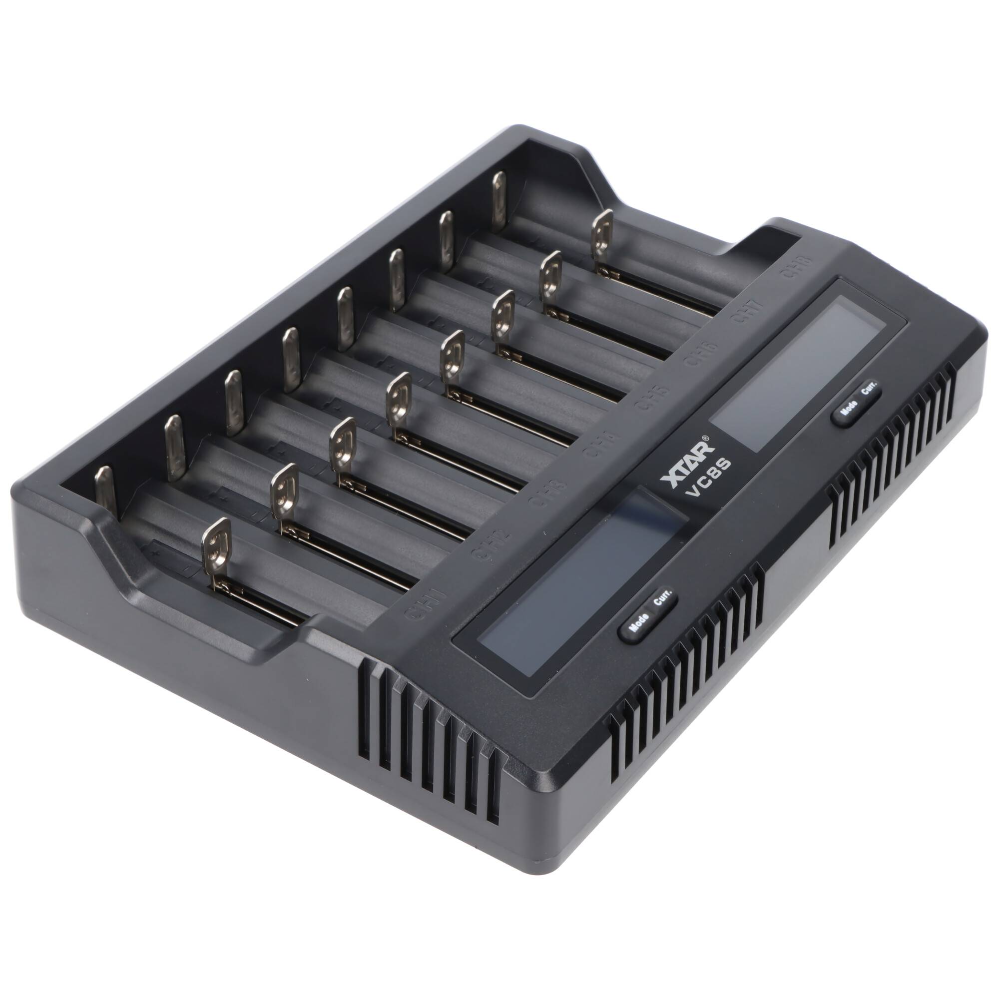 XTAR VC8S 8fach Schnell-Ladegerät für 1-8 Li-Ion 3,6V und 3,7V Akku und NiMH 1,2V Akku, USB-C-Ladeanschluss, max. 8A Ges