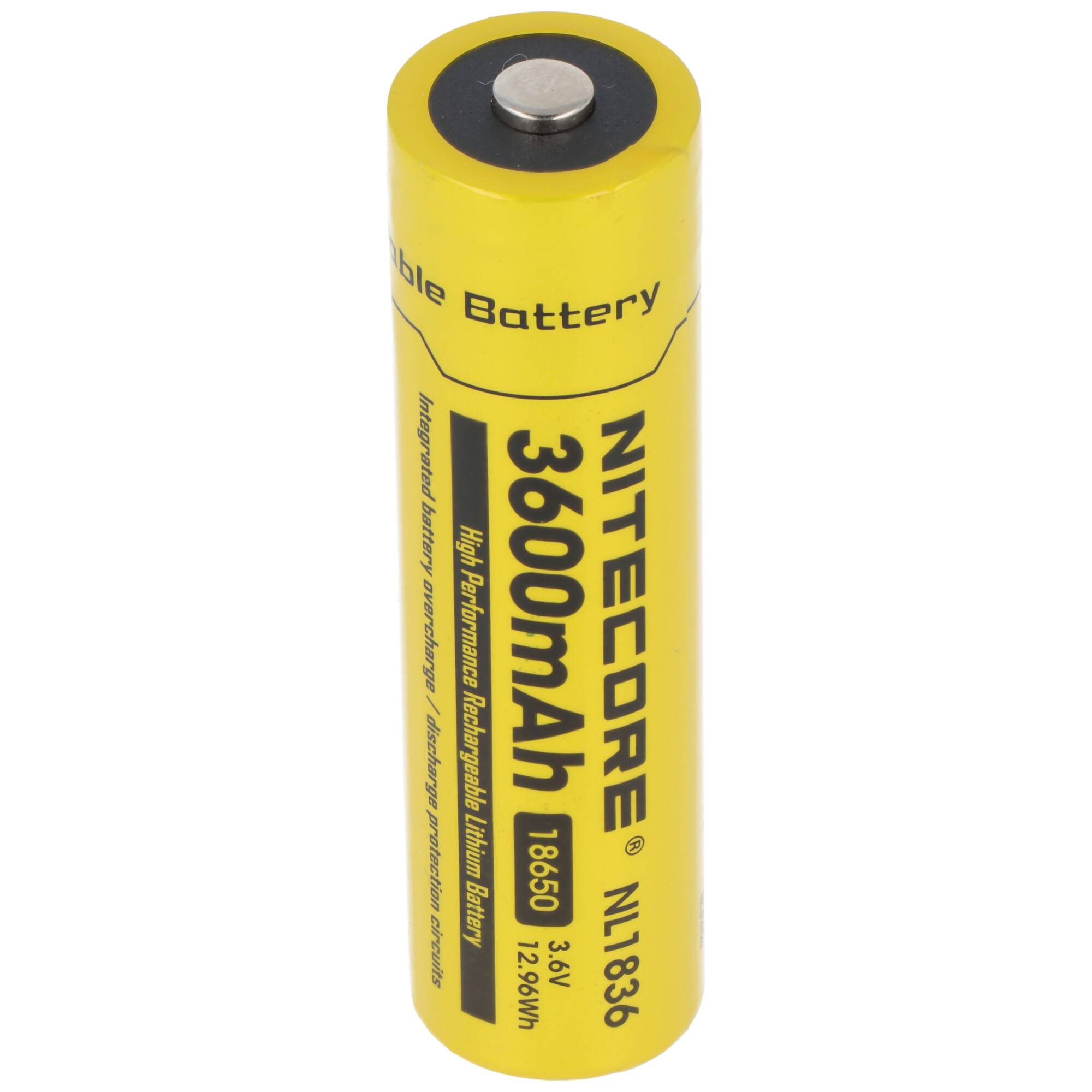 Nitecore Li-Ion Akku Typ 18650 mit 3600mAh NL1836 mit Schutzschaltung, 69,8mm x 18,6mm