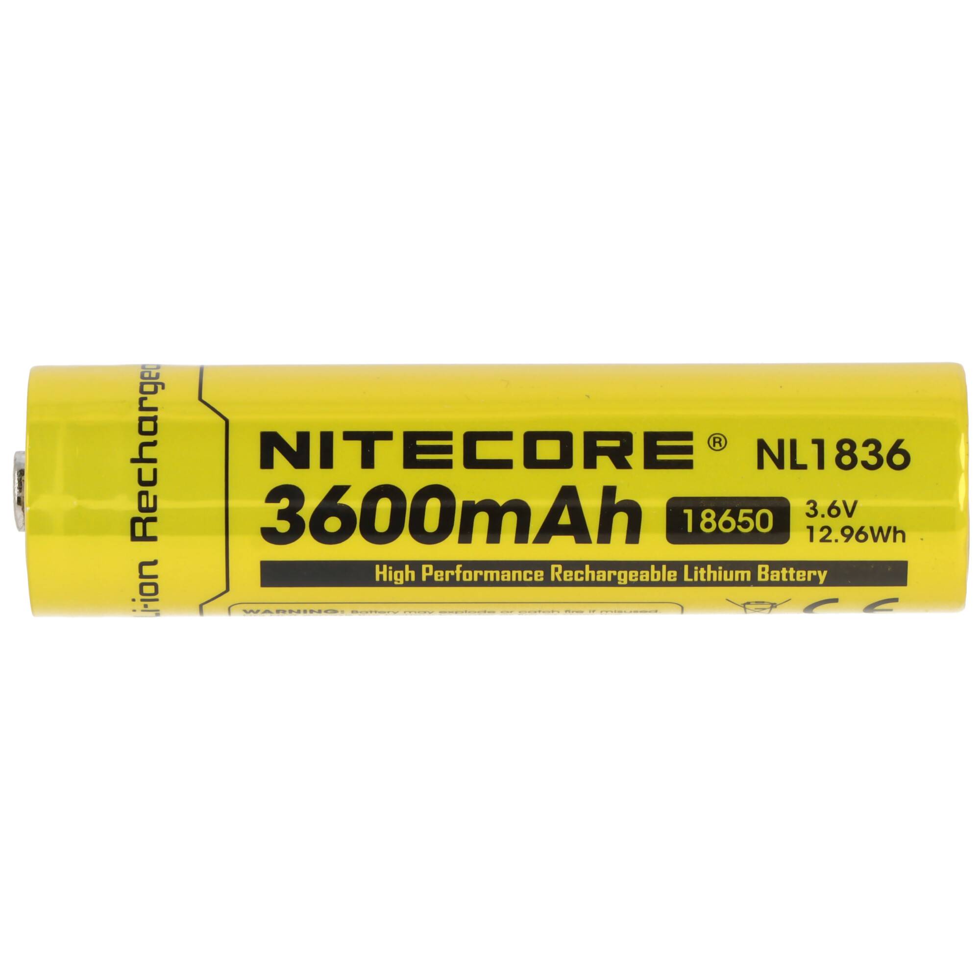 Nitecore Li-Ion Akku Typ 18650 mit 3600mAh NL1836 mit Schutzschaltung, 69,8mm x 18,6mm