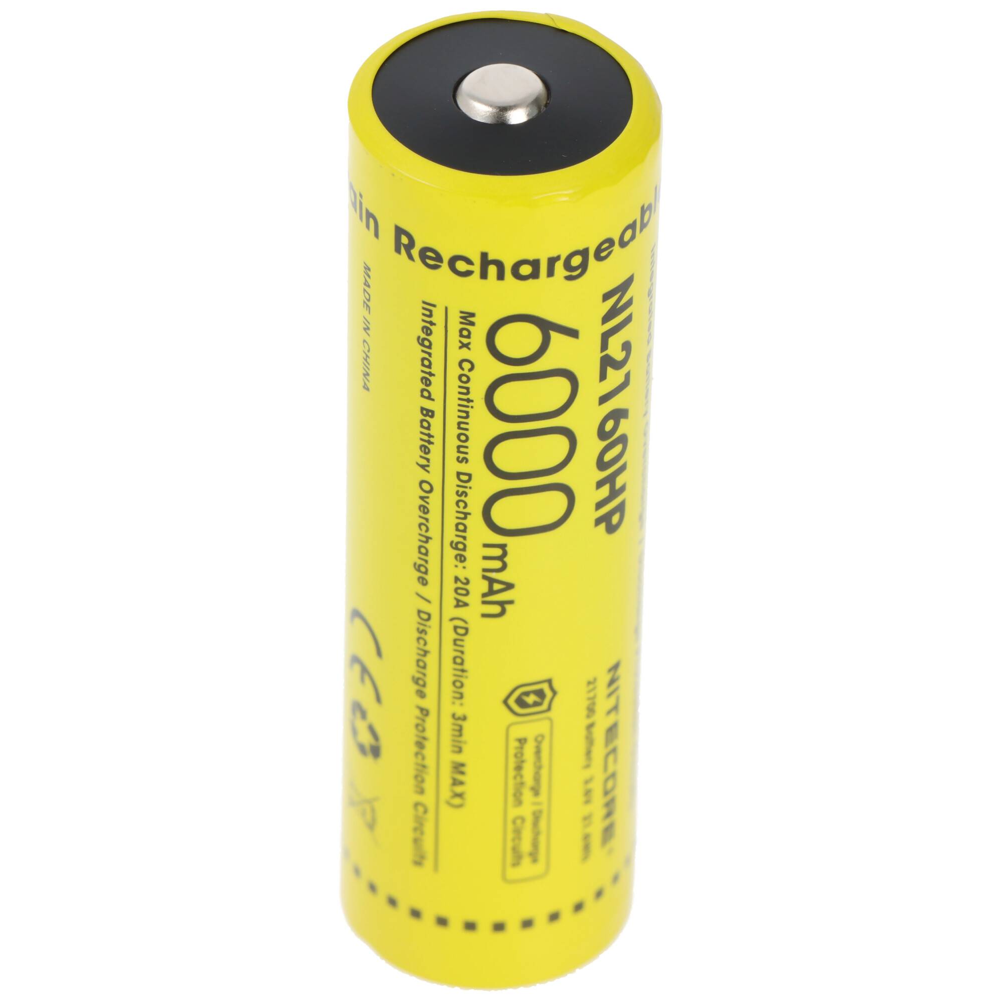 Nitecore Li-Ion Akku Typ 21700 mit 6000mAh NL2160HP mit Schutzschaltung, max. 20A Entladestrom, 75,4x22mm