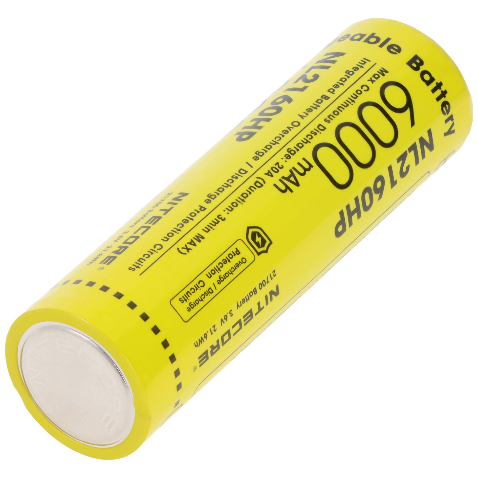 6000mAh Li-Ion Akku Typ 21700, 75,4x22mm mit Schutzschaltung, max. 20A Entladestrom