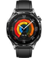 Huawei Watch GT 5 - 46 mm - Edelstahl - intelligente Uhr mit Riemen - Flouroelastomer - schwarz - Handgelenkgröße: 140-2