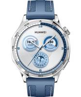 Huawei Watch GT 5 - 46 mm - Edelstahl - intelligente Uhr mit gewebtes Band - Fluorelastomer, Nylon - Blau - Handgelenkgr