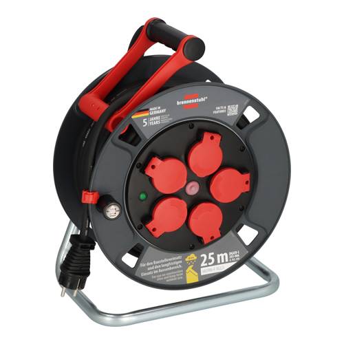 BRENNENSTUHL professionalLINE - Kabeltrommel 300 KU 2200 (3.300W | IP44 | 5x Schutzkontakt-Steckdosen | Länge 25,0m)
