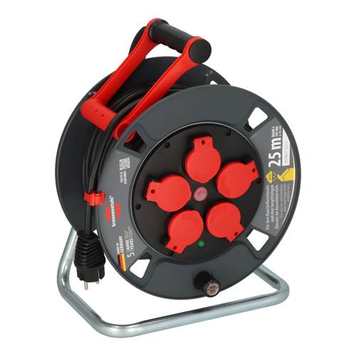 BRENNENSTUHL professionalLINE - Kabeltrommel 300 KU 2100 (max. 3.300W | IP44 | 5 Schutzkontakt-Steckdosen | Länge 25,0m)