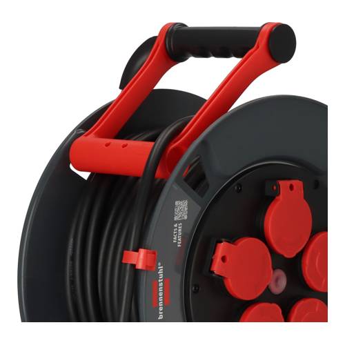 BRENNENSTUHL professionalLINE - Kabeltrommel 300 KU 2100 (max. 3.300W | IP44 | 5 Schutzkontakt-Steckdosen | Länge 25,0m)