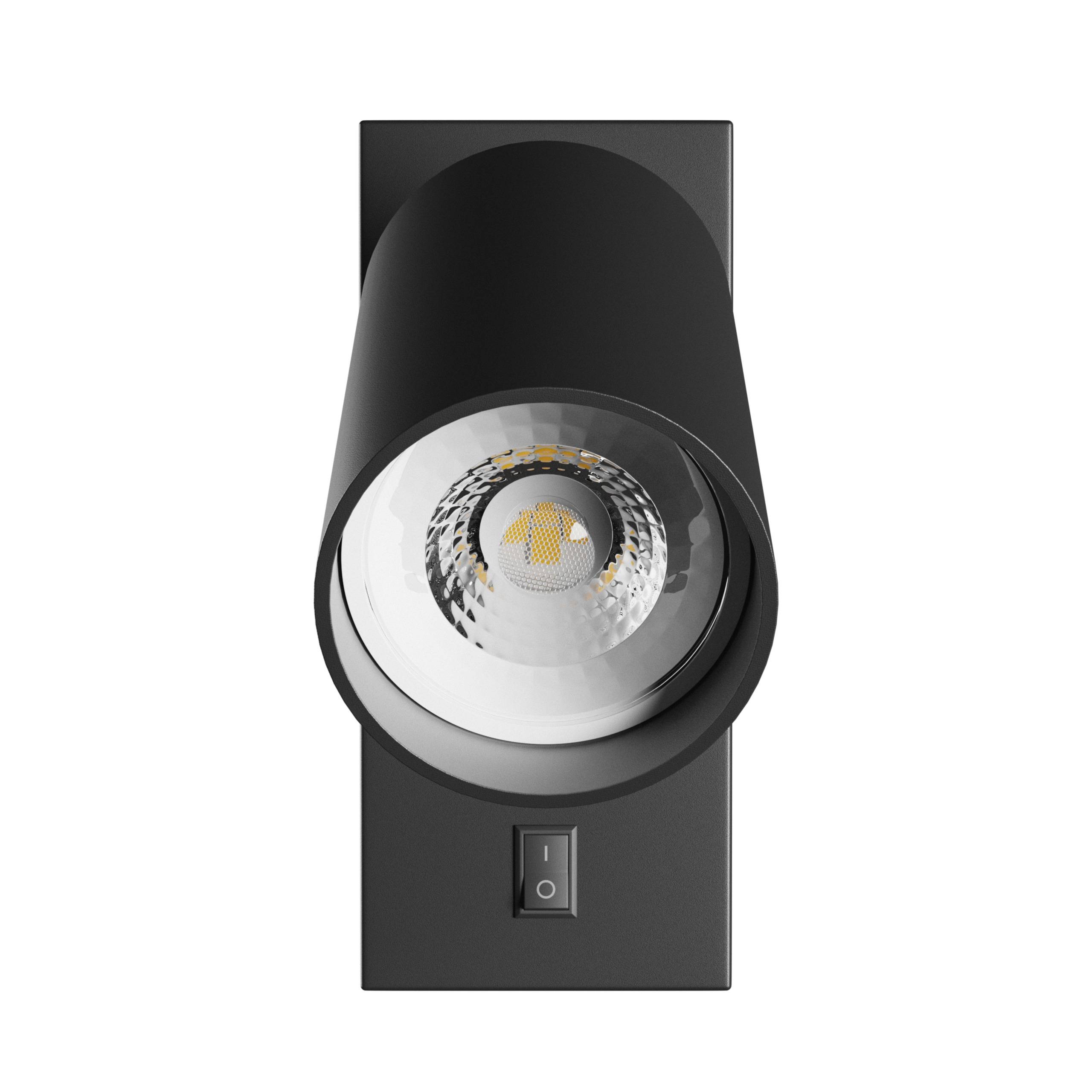 Spectrum LED Wandleuchte SQUALLA VARIOSA SWITCH GU10 mit Schalter IP20 rund schwarz max. 10W