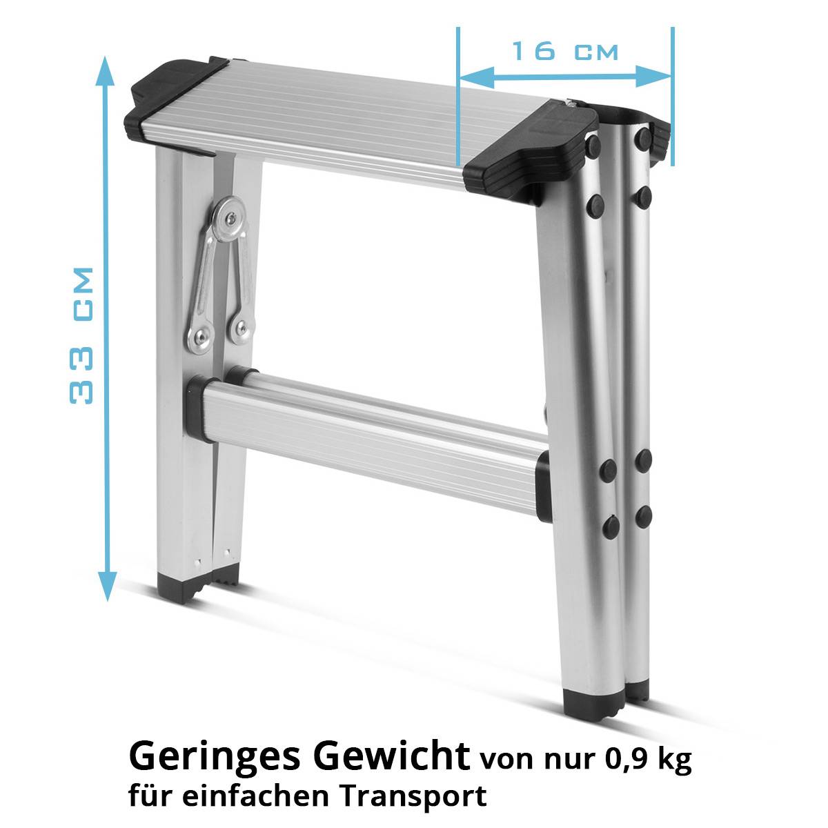 STAHLWERK Klapptritt KT-1 ST mit 120 kg Tragkraft Aluminium-Leiter Klappleiter