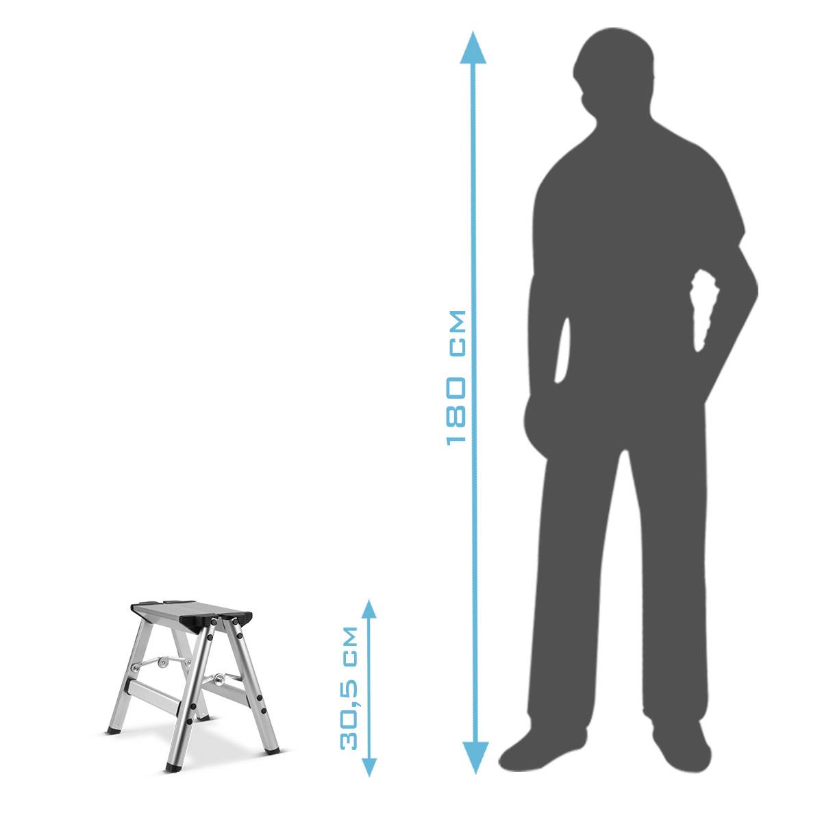STAHLWERK Klapptritt KT-1 ST mit 120 kg Tragkraft Aluminium-Leiter Klappleiter