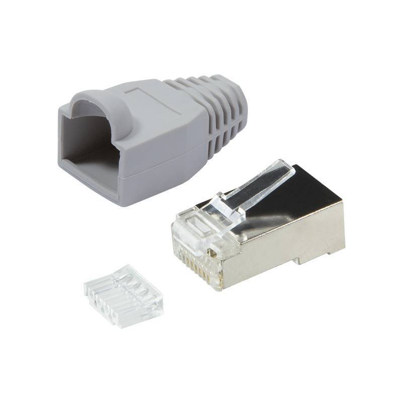 Logilink Steckverbinder CAT6 RJ45 100er Set, geschirmt,grau Multimedia-Technik Netzwerkzubehör