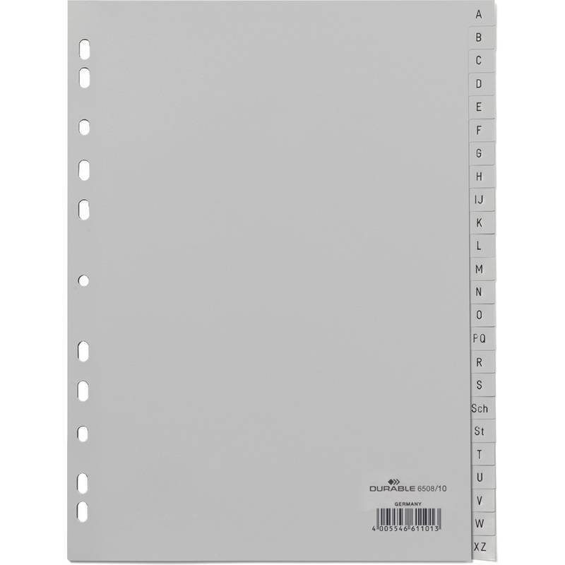 DURABLE A-Z Register A4 24tlg. PP volldeck. grau Multimedia-Technik Ordnen,Archivieren,Verstauen