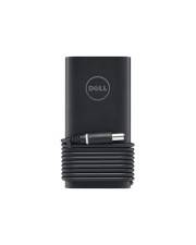 Dell-Netzteil mit aufgewickeltem Ladekabel und Stecker auf weißem Hintergrund.