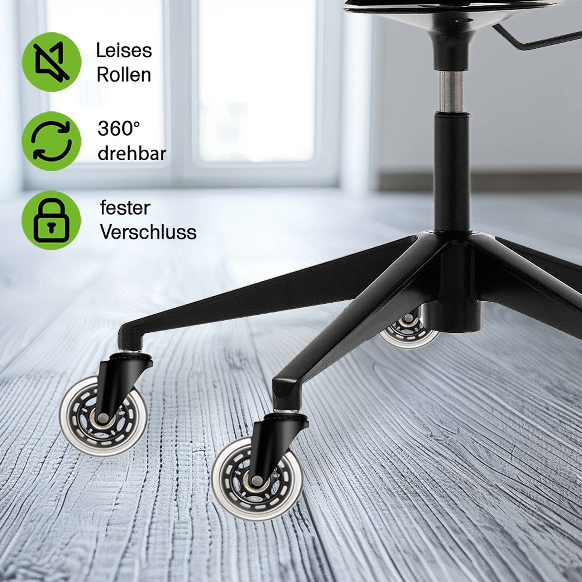 5 Stk. Gummi Bürostuhlrollen Set transparent 11x22mm Ersatzräder Rollen für Bürostühle - Leise, Schutz vor Kratzern