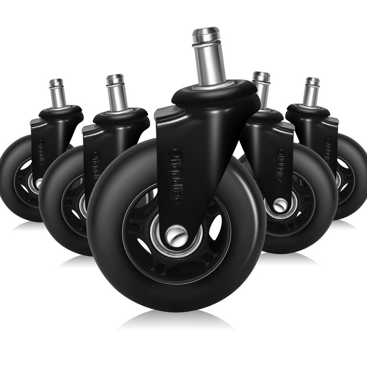 5 Stk. Gummi Bürostuhlrollen Set schwarz 11x22mm Ersatzräder Rollen für Bürostühle - Leise, Schutz vor Kratzern