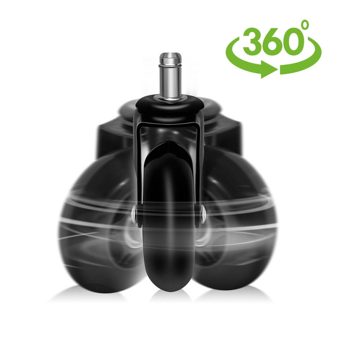 5 Stk. Gummi Bürostuhlrollen Set schwarz 11x22mm Ersatzräder Rollen für Bürostühle - Leise, Schutz vor Kratzern