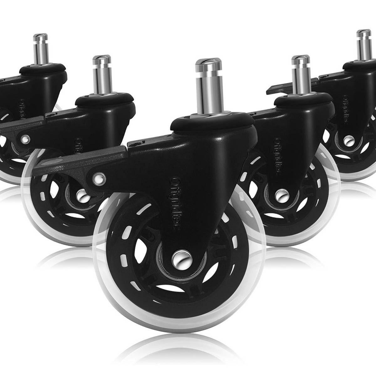 5 Stk. Gummi Bürostuhlrollen mit Bremse transparent 11x22mm Ersatzräder Rollen für Bürostühle Leise, Schutz vor Kratzern