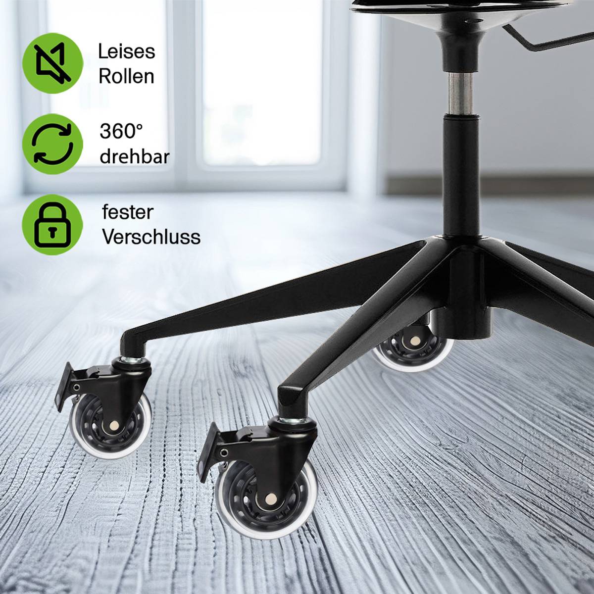 5 Stk. Gummi Bürostuhlrollen mit Bremse transparent 11x22mm Ersatzräder Rollen für Bürostühle Leise, Schutz vor Kratzern