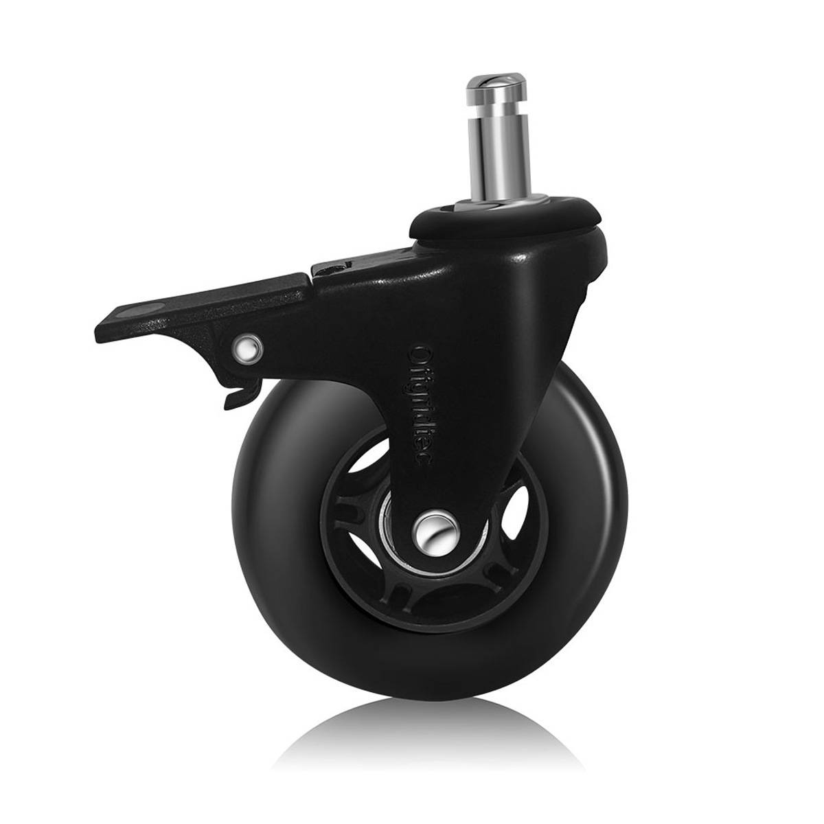 5 Stk. Gummi Bürostuhlrollen mit Bremse schwarz 11x22mm Ersatzräder Rollen für Bürostühle - Leise, Schutz vor Kratzern