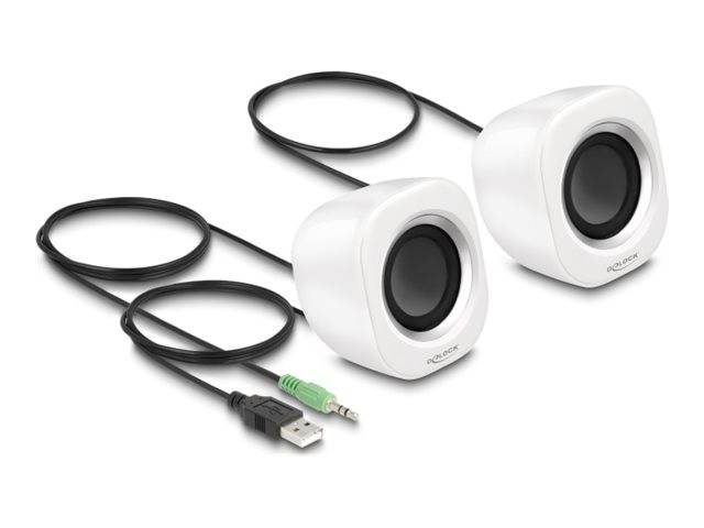 DELOCK Mini Stereo PC Lautsprecher 3,5mm Stecker USB Weiß