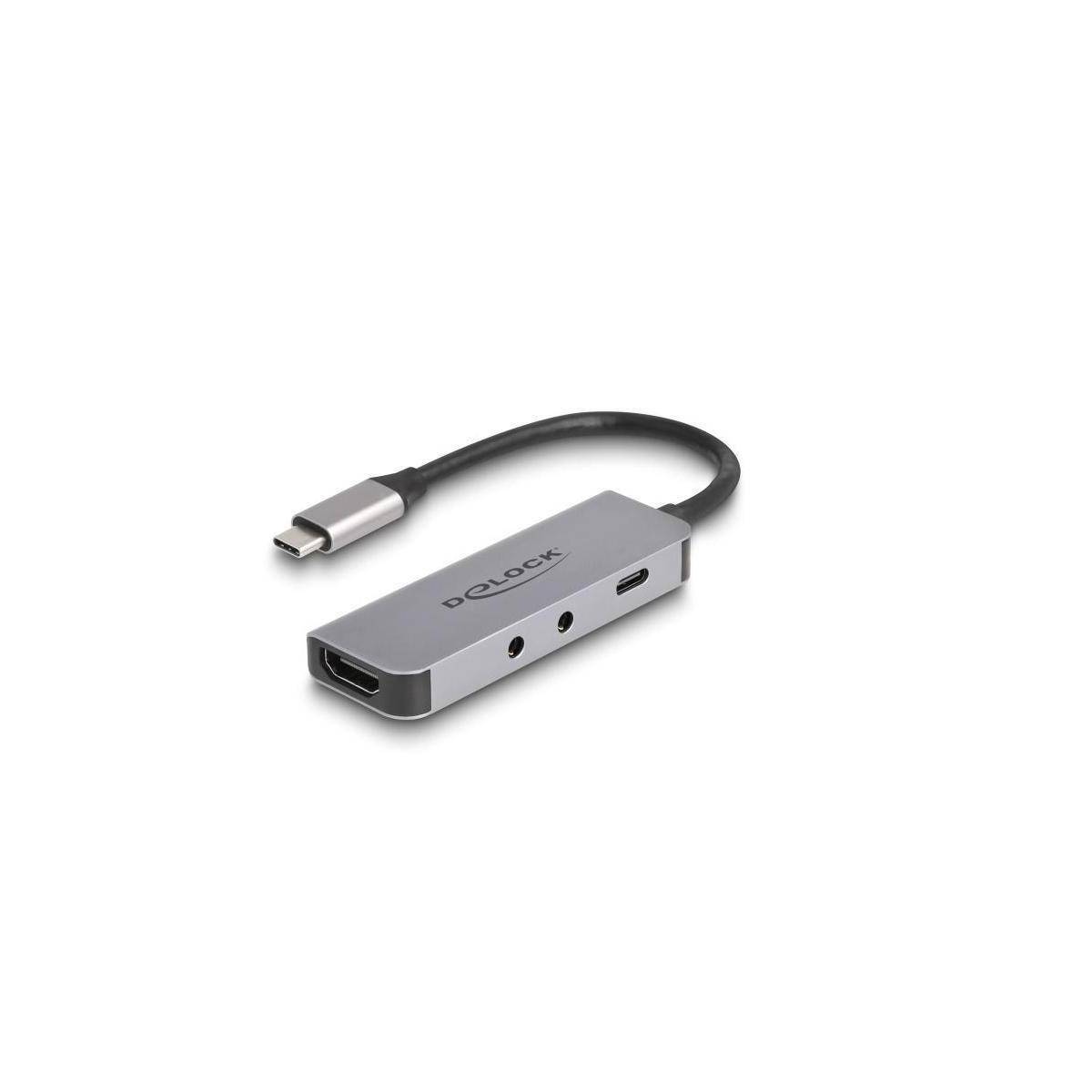 61064 - USB Type-C Adapter zu HDMI 4K 60 Hz und Headset und Mikrofonschluss USB
