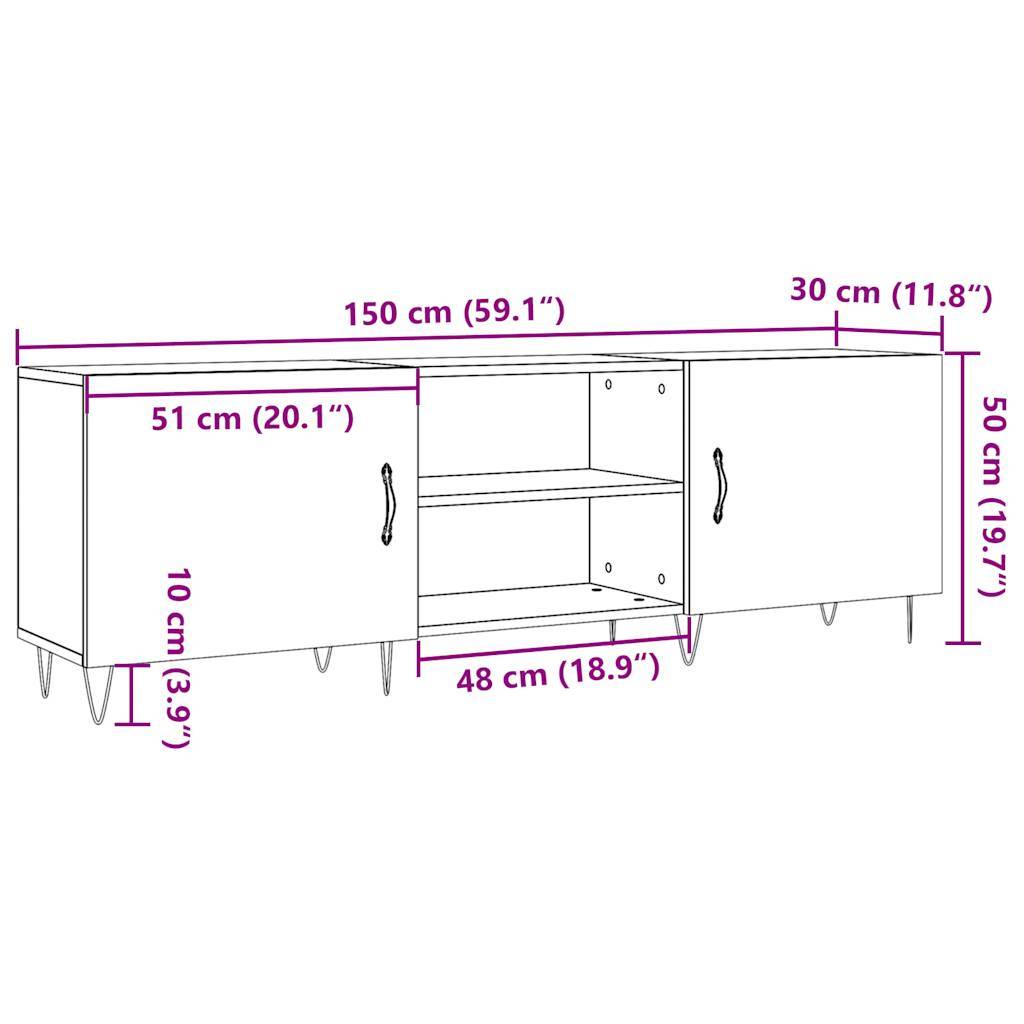vidaXL TV-Schrank Artisan-Eiche 150x30x50 cm Holzwerkstoff