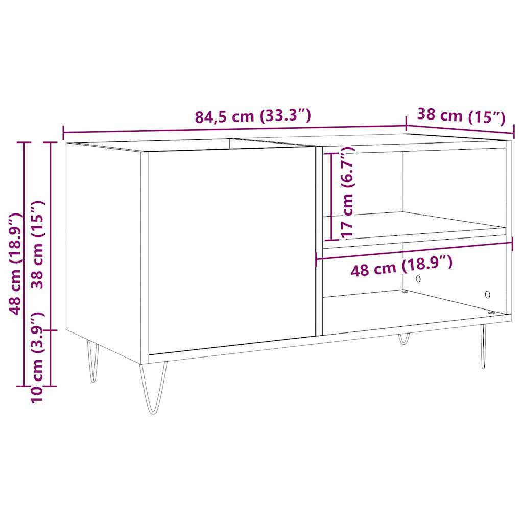 vidaXL Plattenschrank Altholz-Optik 84,5x38x48 cm Holzwerkstoff