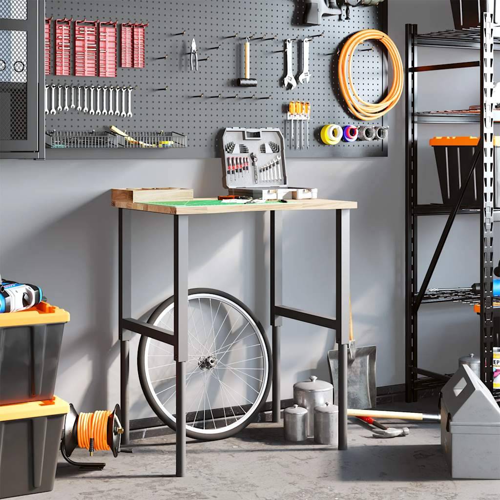 vidaXL Werkbank 80x60x(71,5-98) cm Massivholz Eiche