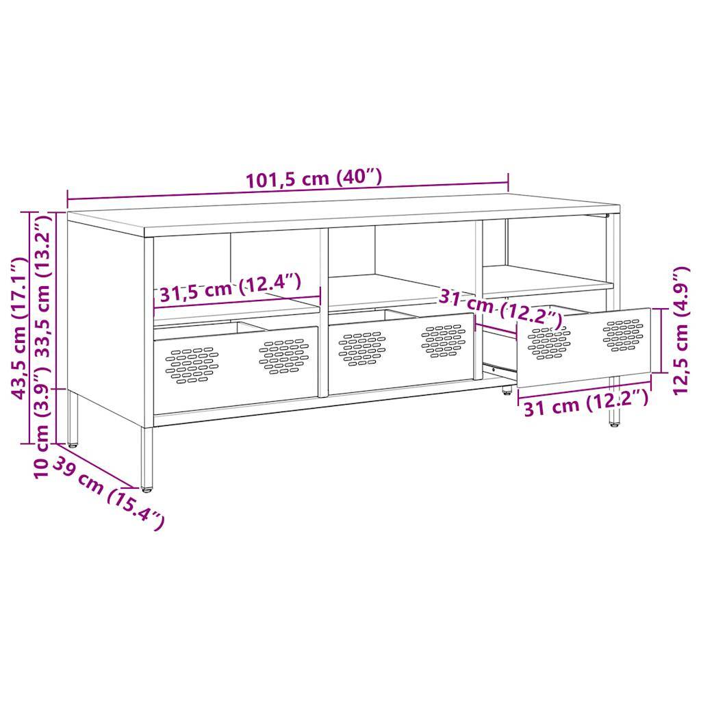 vidaXL TV-Schrank Senfgelb 101,5x39x43,5 cm Kaltgewalzter Stahl