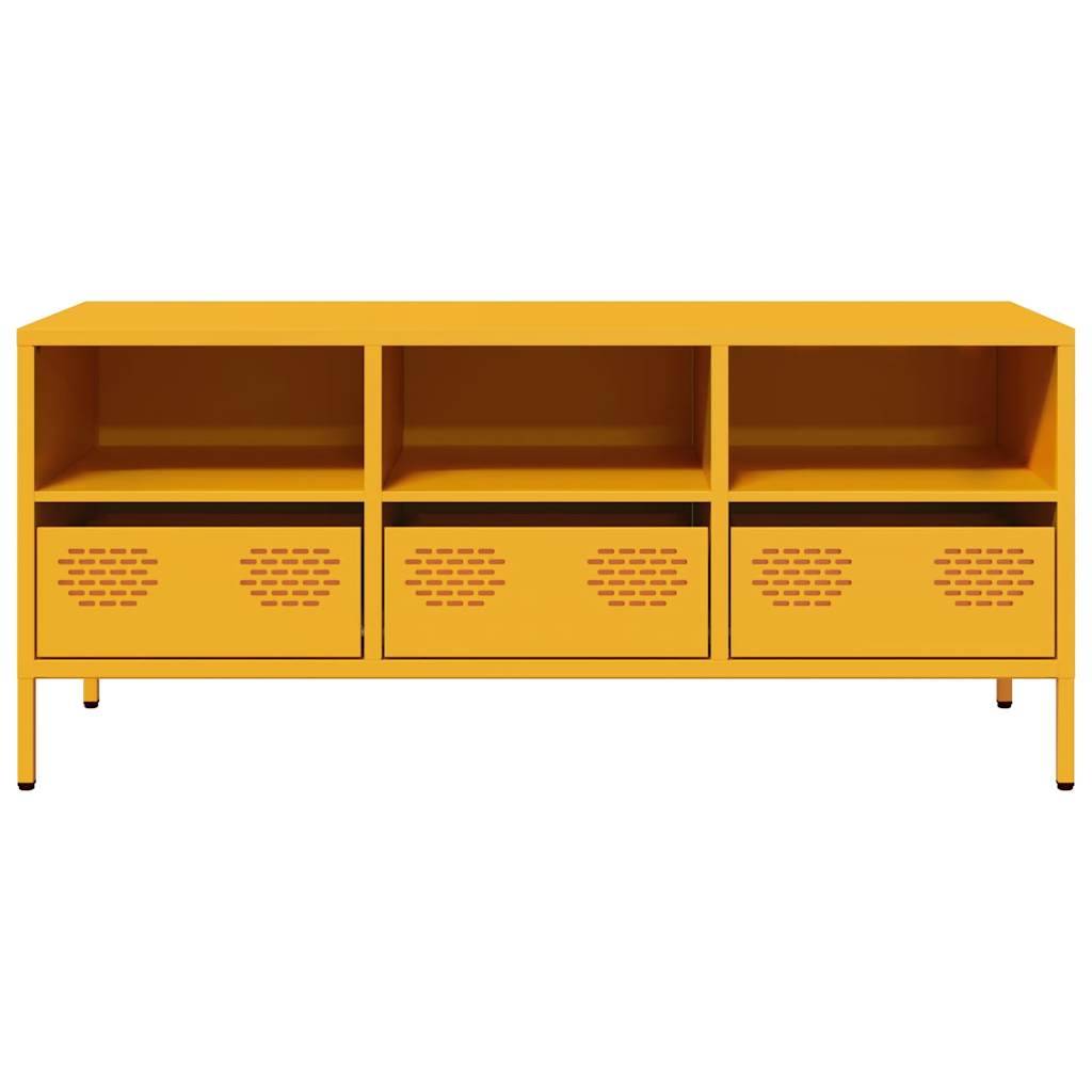 vidaXL TV-Schrank Senfgelb 101,5x39x43,5 cm Kaltgewalzter Stahl