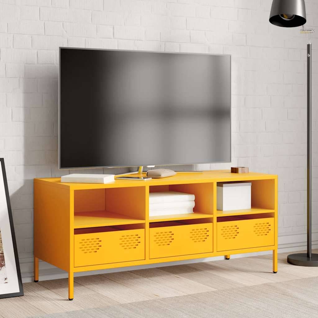 vidaXL TV-Schrank Senfgelb 101,5x39x43,5 cm Kaltgewalzter Stahl