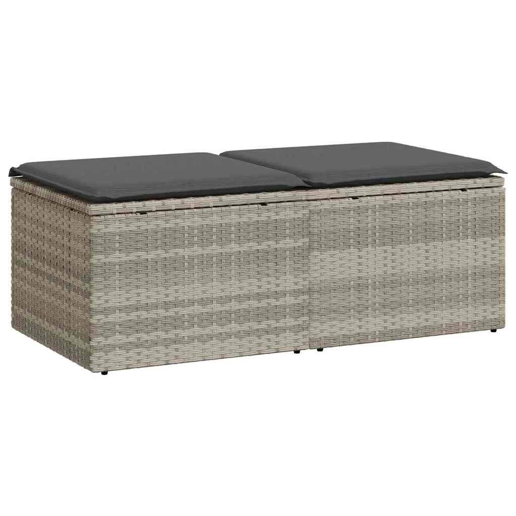 vidaXL 2-tlg. Garten-Sofagarnitur mit Kissen Hellgrau Poly Rattan