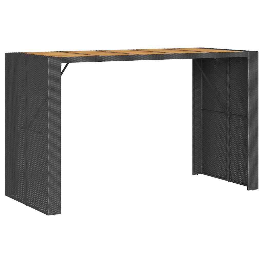vidaXL 5-tlg. Gartenbar-Set ohne Kissen Schwarz Poly Rattan Akazie