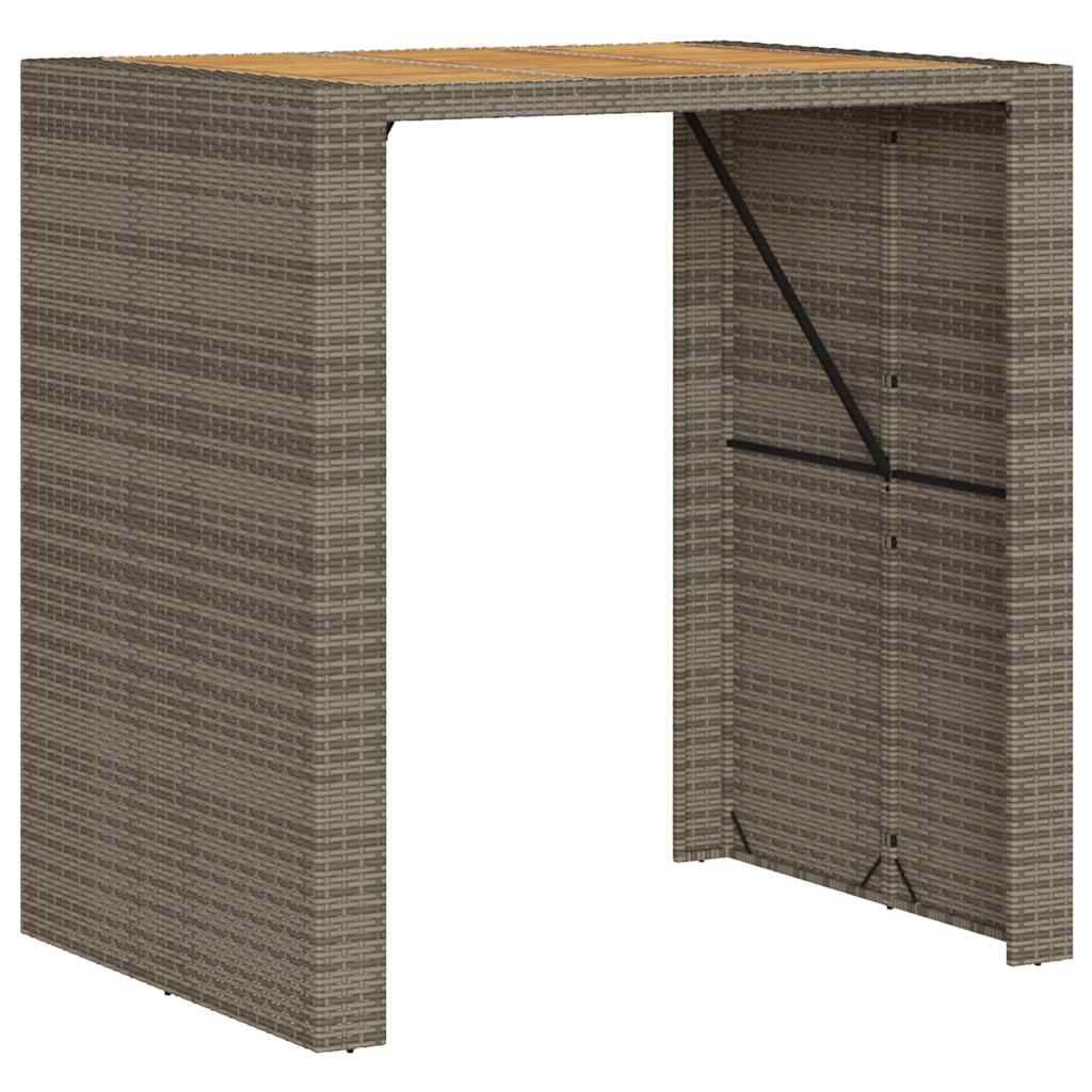 vidaXL 5-tlg. Gartenbar-Set mit Kissen Grau Poly Rattan Akazie