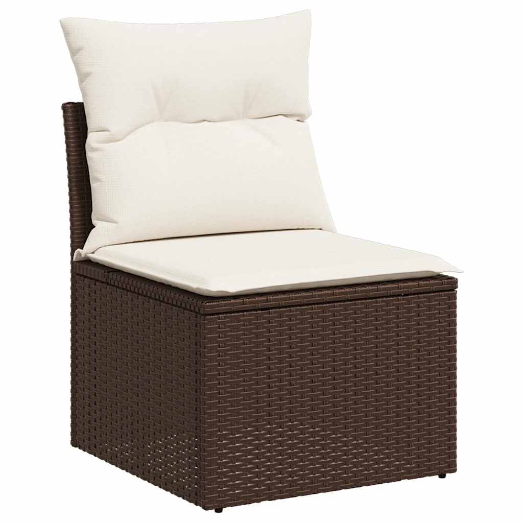 vidaXL 5-tlg. Garten-Sofagarnitur mit Kissen Braun Poly Rattan