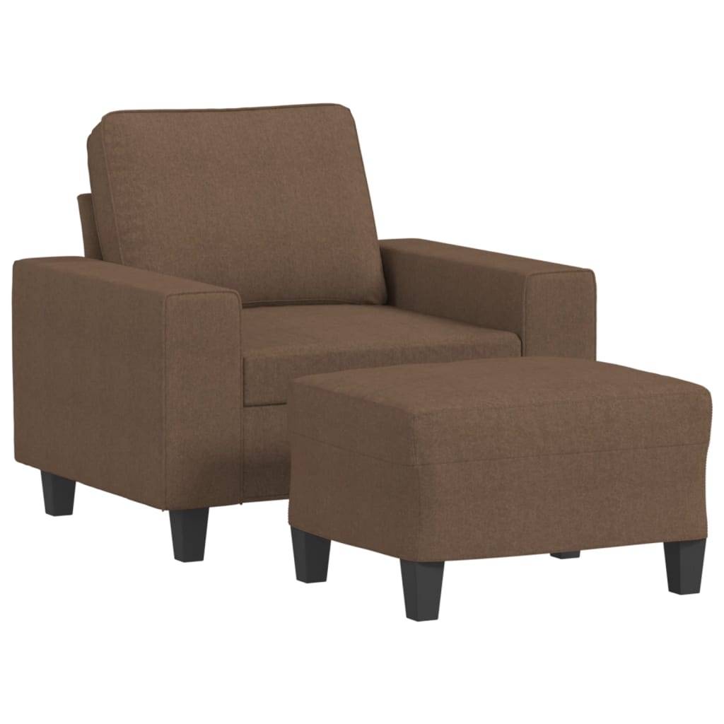 vidaXL Sessel mit Hocker Braun 60 cm Stoff
