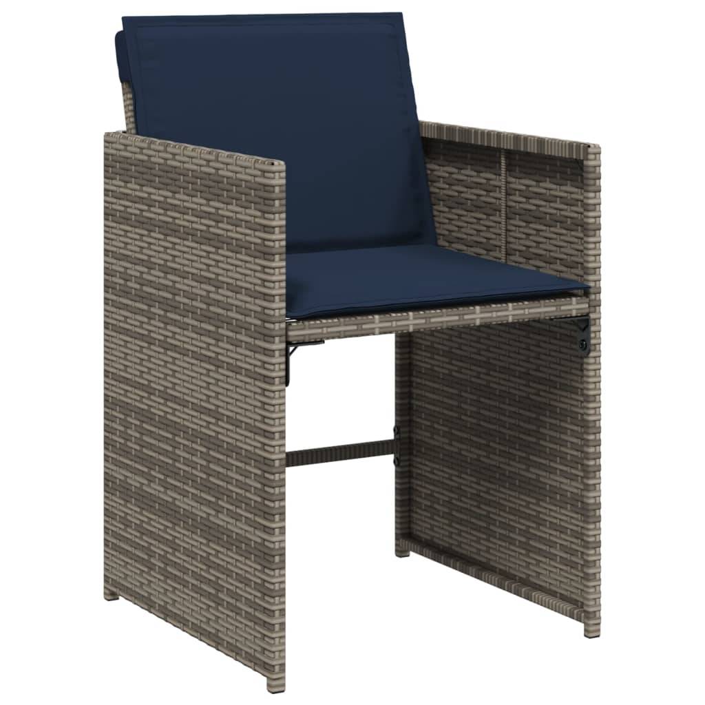vidaXL 13-teiliges Garten-Ess-Set mit Kissen, grau, Polyrattan