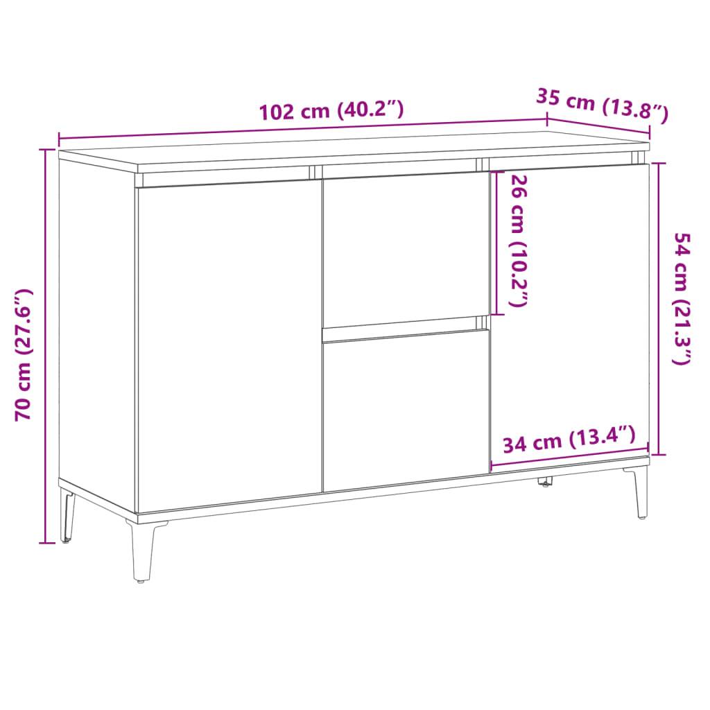 vidaXL Sideboard Artisan-Eiche 102x35x70 cm Holzwerkstoff
