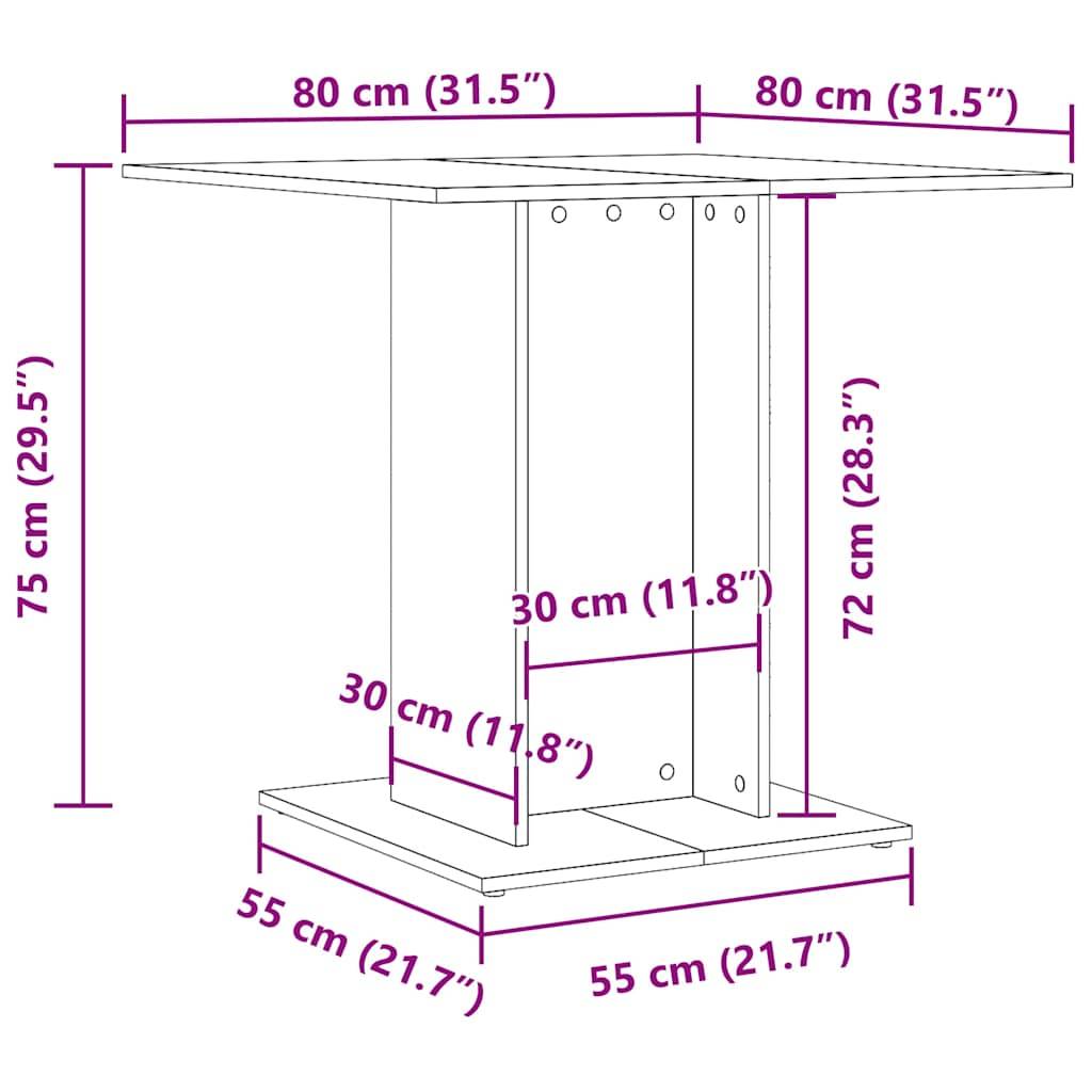 vidaXL Esstisch Altholz-Optik 80x80x75 cm Holzwerkstoff
