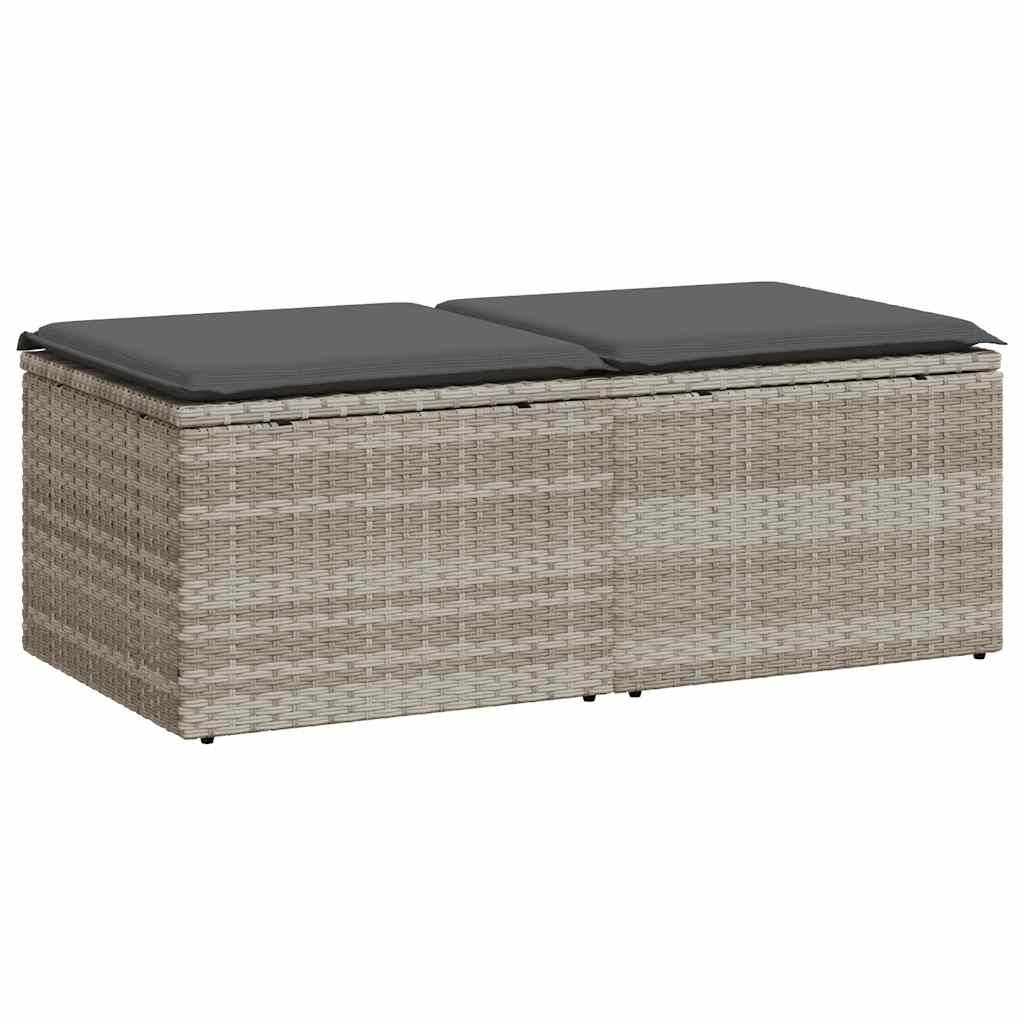 vidaXL 2-tlg. Garten-Sofagarnitur mit Kissen Hellgrau Poly Rattan